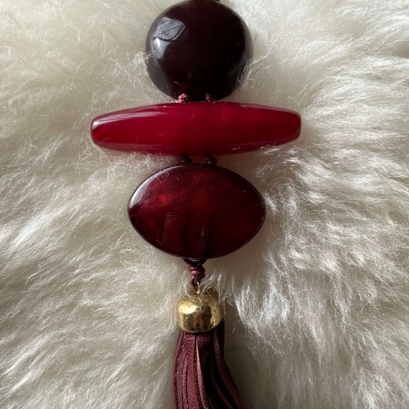 Long Pendant Necklace with Leather Tassel - Picture 2 of 6